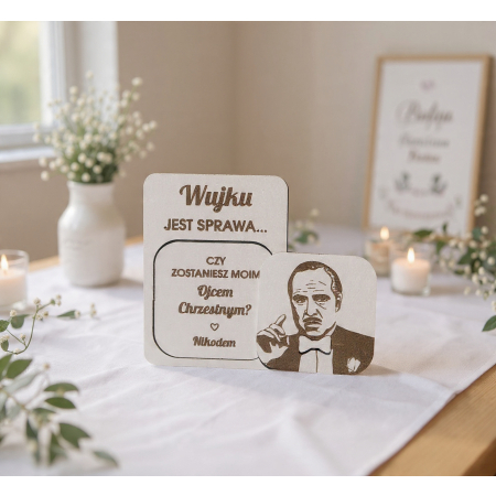 Piękna prośba o zostanie ojcem chrzestnym magnes w kopercie kraftowej